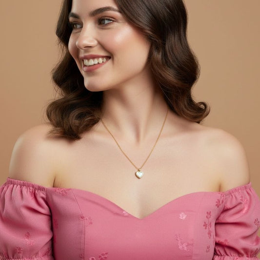 Sea Shell Heart Necklace | 18K PVD Gold Plated - For Women | Includes: Necklace