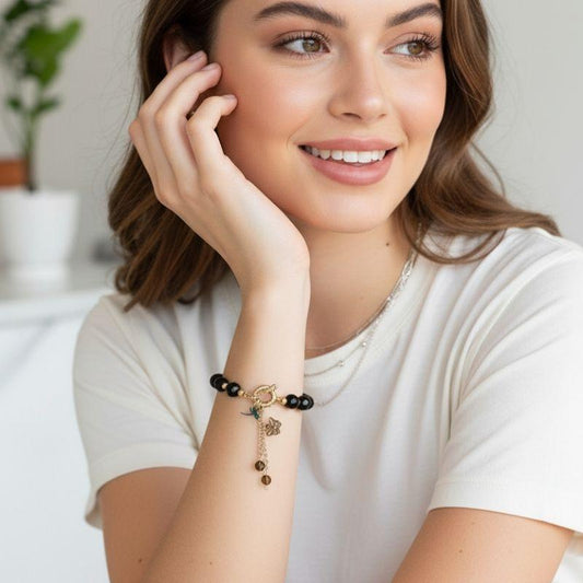 Shadow Elegance Bracelet | Black Obsidian Stone - For Women | Includes: Bracelet
