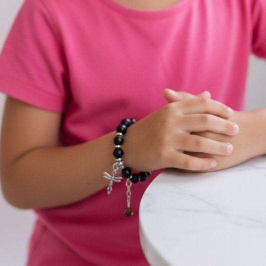 Shielding Obsidian Bracelet | Black Obsidian - For Kids Girls | Includes: Bracelet