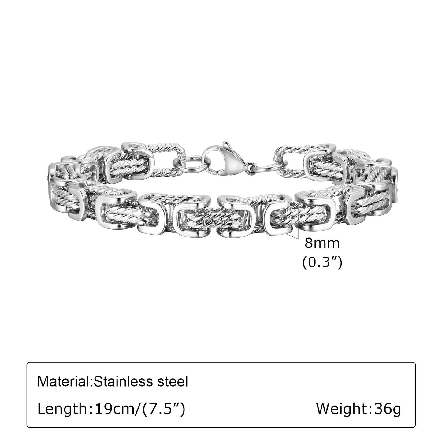 Funky Silver Rope Bracelet | Stainless Steel - For Men | Includes: Bracelet