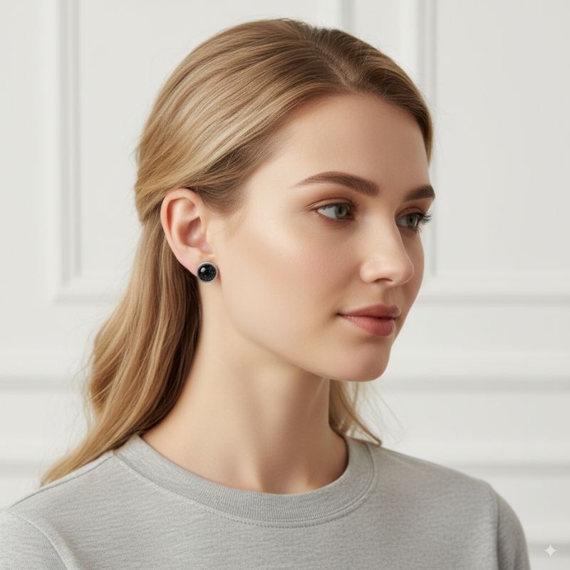 Starlit Night Studs | Blue Sandstone & Silver PVD Plated - For Women | Includes: Earrings