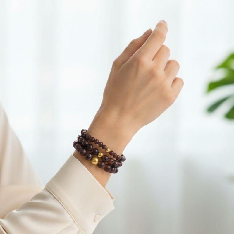 Sturdy Three Layered Bracelet | Mahogany Obsidian - For Women | Includes: Bracelets (Set of 3)