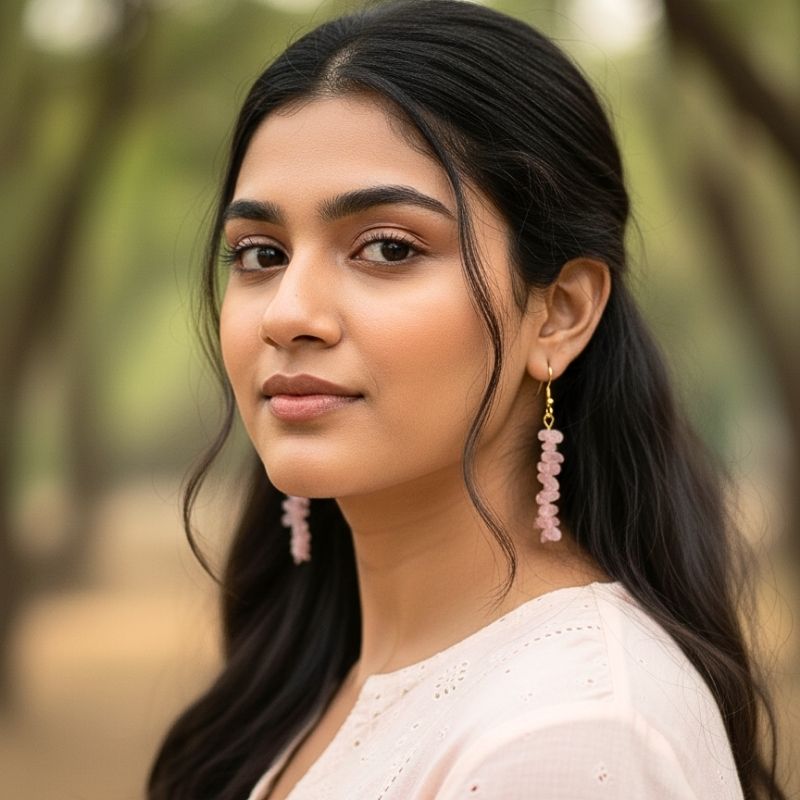 Sunset Bloom Earrings | 18K PVD Gold Plated & Watermelon Red Chip - For Women | Includes: Earrings