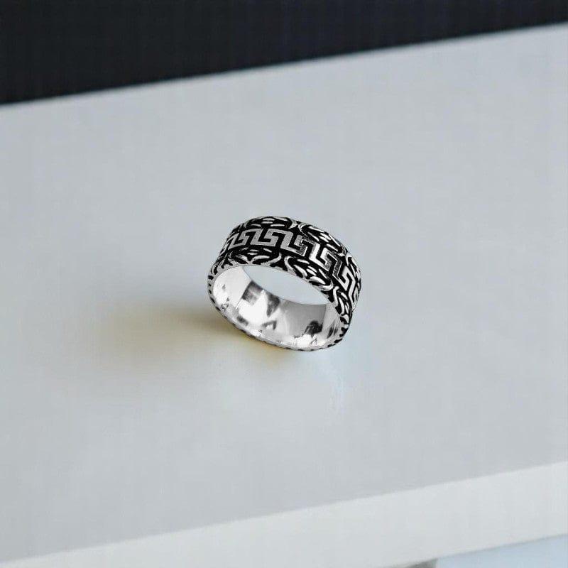 Classic Greek Key Band | 925 Silver - For Men | Includes: Ring