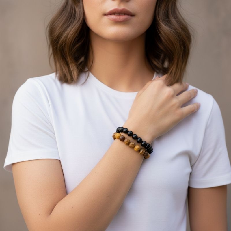 Wisdom Stacked Bracelets | Mariam Stone - For Unisex | Includes: Bracelets (Set of 2)