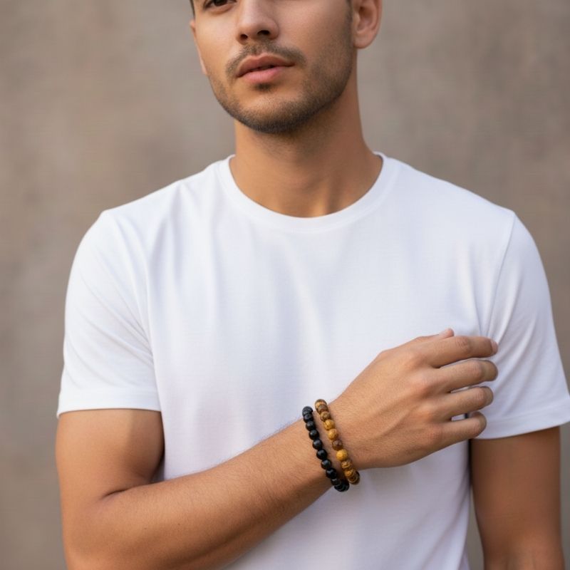 Wisdom Stacked Bracelets | Mariam Stone - For Unisex | Includes: Bracelets (Set of 2)