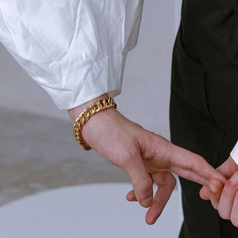 Minimal Design Link Chain Bracelet | 18k PVD Gold Plated - For Men | Includes: Bracelet