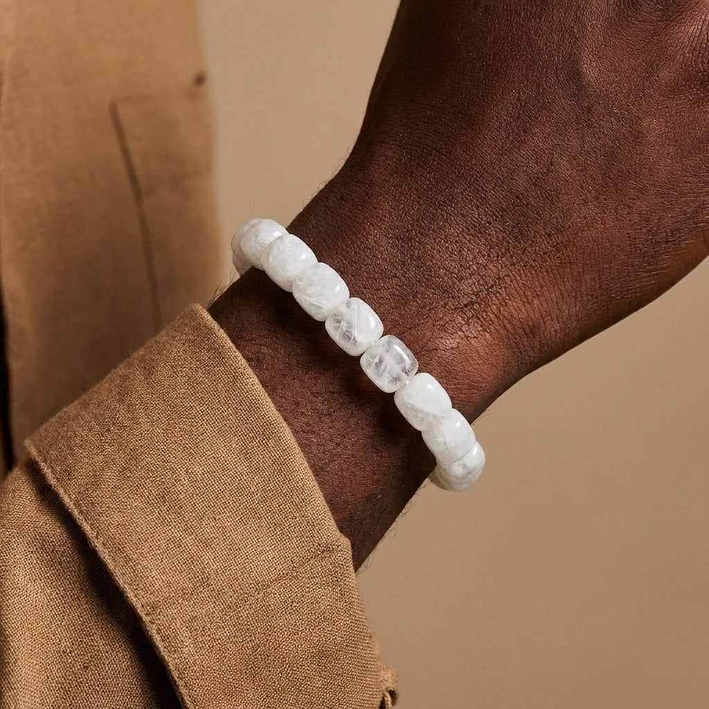 Balance & Harmony Tumble Bracelet | White Agate Stone - For Men | Includes: Bracelet