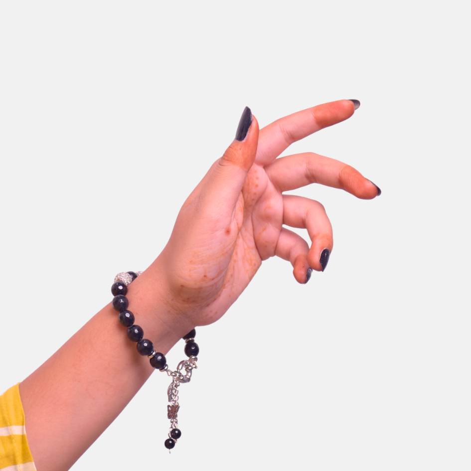 Chic Horizon Bracelet | Obsidian Stone, Stainless Steel - For Women | Includes: Bracelet