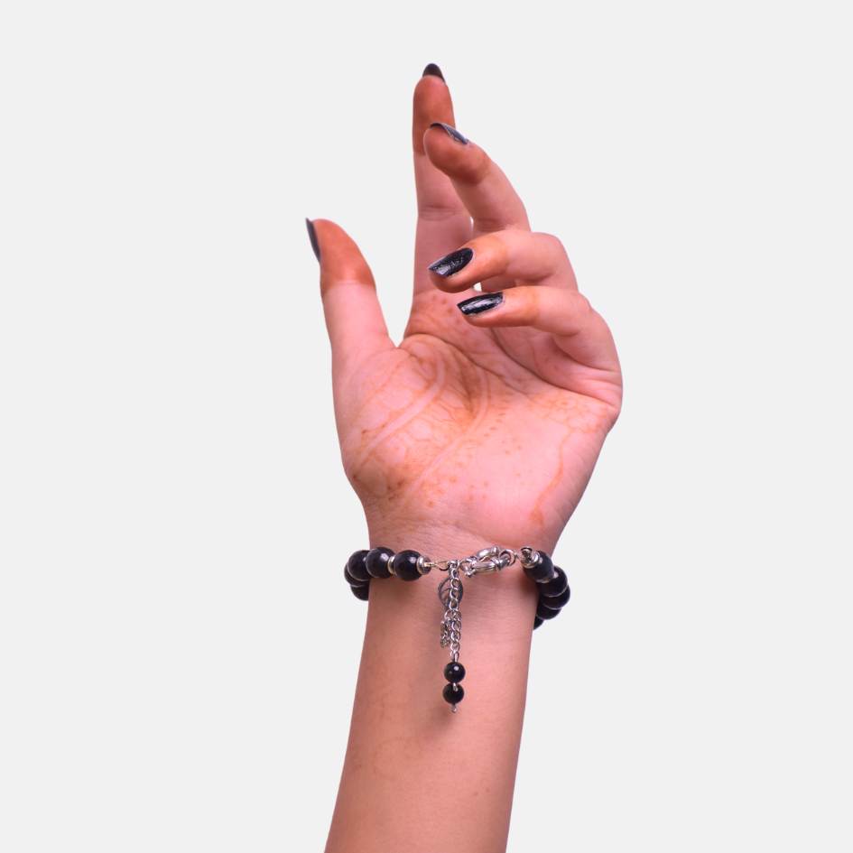 Chic Horizon Bracelet | Obsidian Stone, Stainless Steel - For Women | Includes: Bracelet
