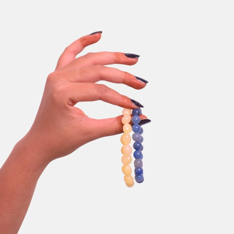 TwinVibe Bracelets | Yellow Calcite,Blue Aventurine Stones β For Women | Includes: Bracelet ( Set of 2)