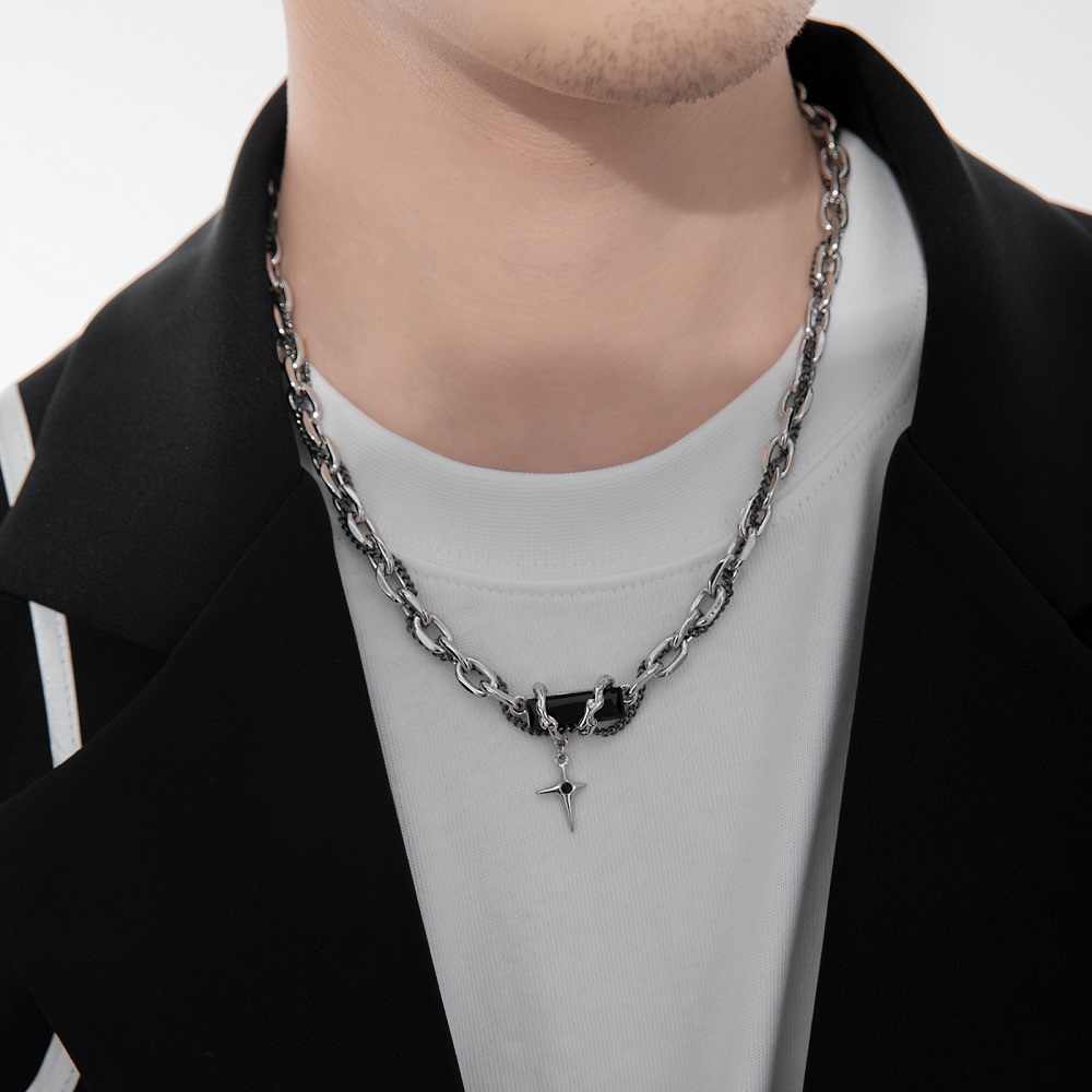 Statement Double Chain Necklace | Gemstones - For Men | Includes: Necklace
