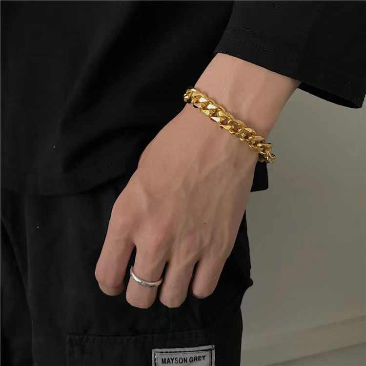 Minimal Design Link Chain Bracelet | 18k PVD Gold Plated - For Men | Includes: Bracelet