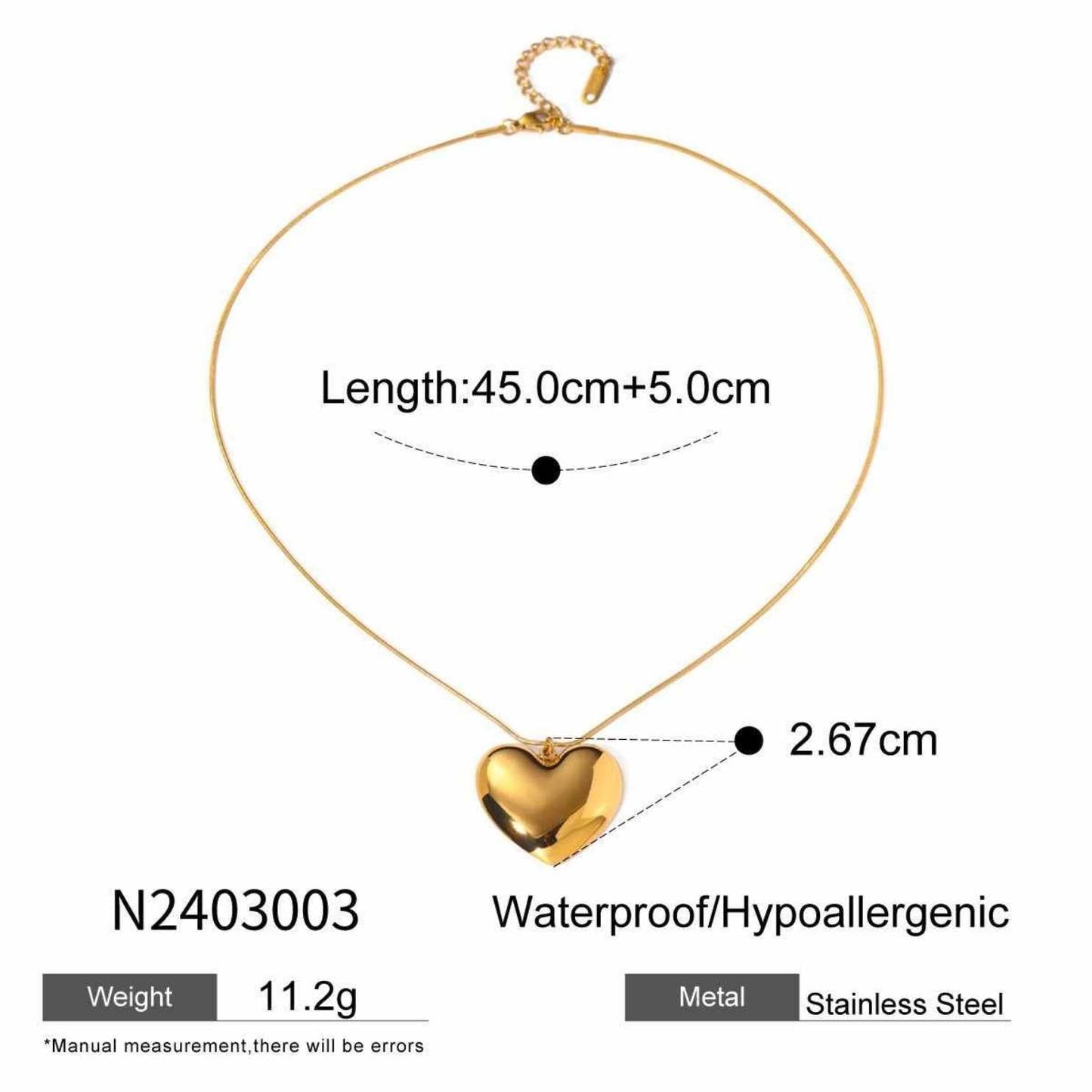Radiant Love Necklace | PVD 18K Gold Plated, Stainless Steel, Water Proof - For Women | Includes: Necklace