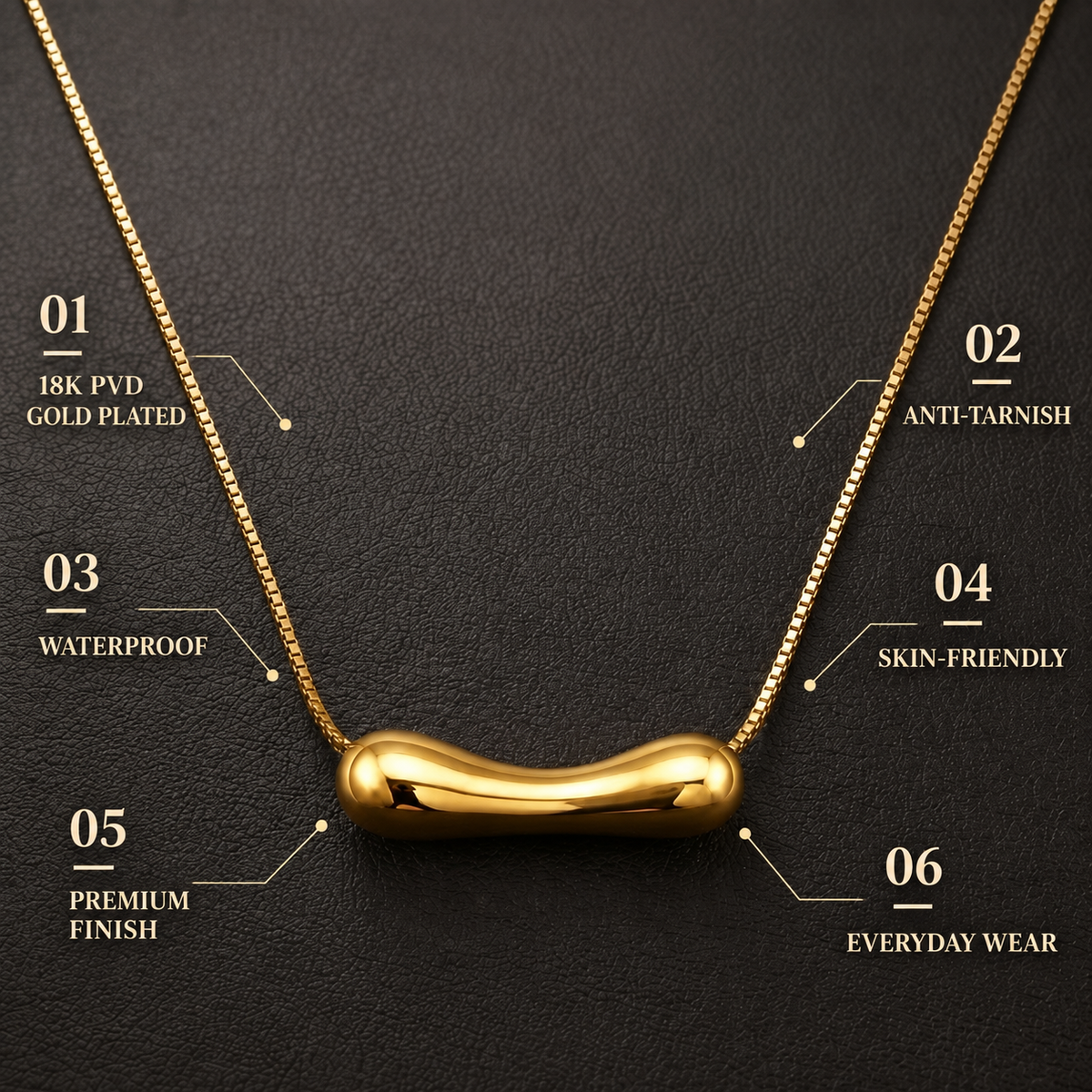 Contour CURVED BAR Necklace | Gold-Tone - For Women | Includes: Necklace