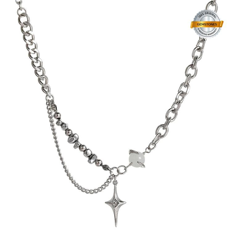 Stellar Edge Necklace | Silver PVD-Plated Charm | Unisex