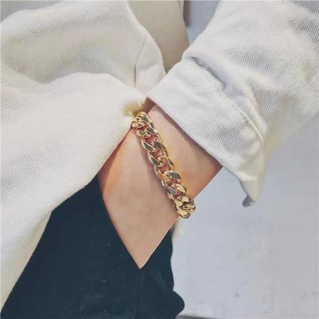 Minimal Design Link Chain Bracelet | 18k PVD Gold Plated - For Men | Includes: Bracelet