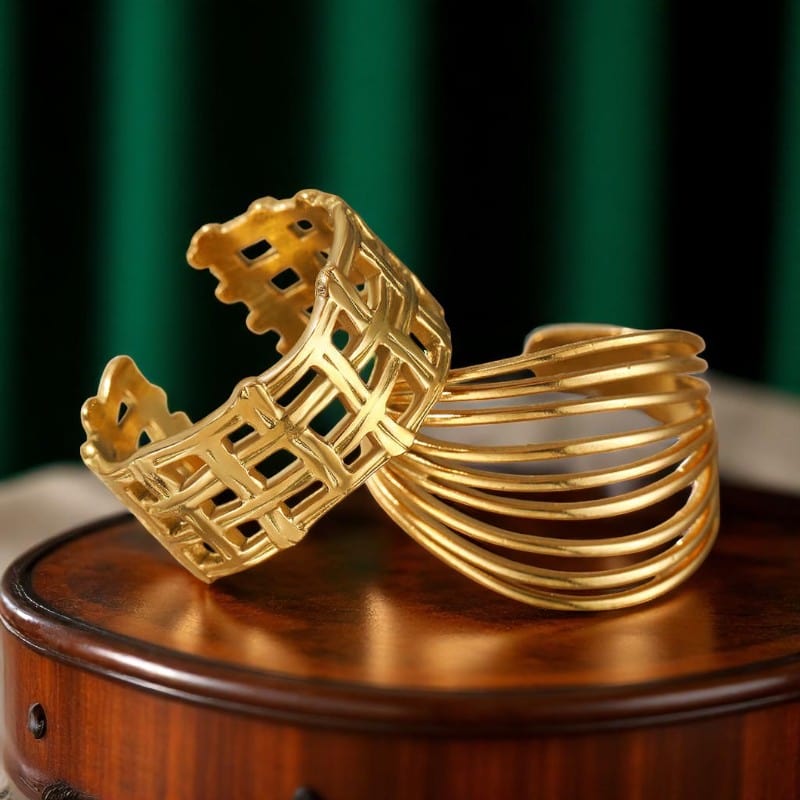 Bold Luxe Rings | 18K PVD Gold Plated Stainless Steel - For Women | Includes: Rings (Set of 2)