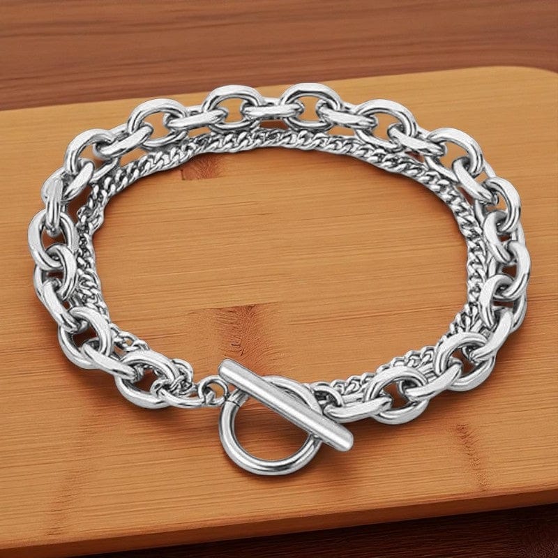 Statement Double-Layered Bracelet | Stainless Steel - For Men | Includes: Bracelet