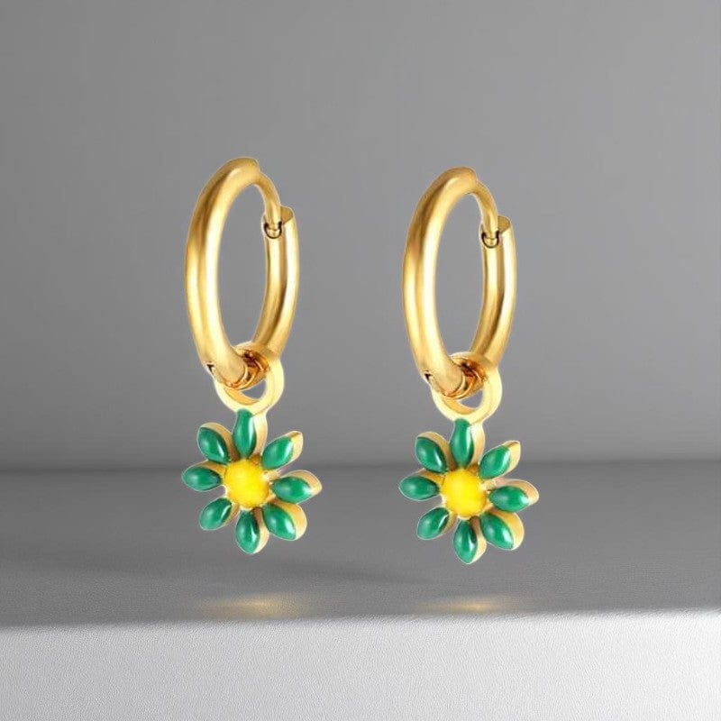 Floral Charm Earrings | 18K PVD Gold Plated - For Women | Includes: Earrings