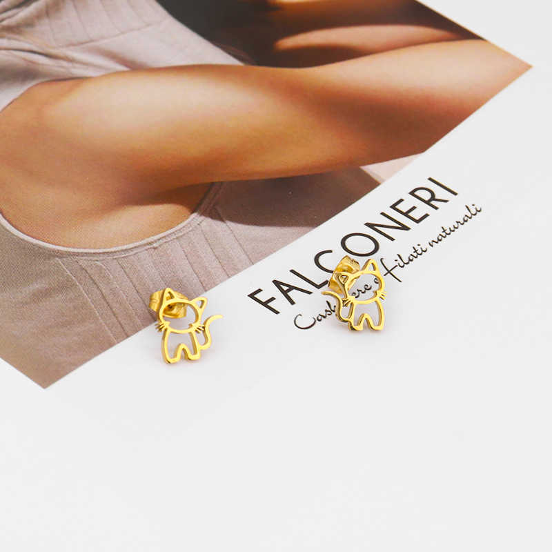 Chic Cat Earrings | 18K PVD Gold Plated - For Women | Includes: Earrings