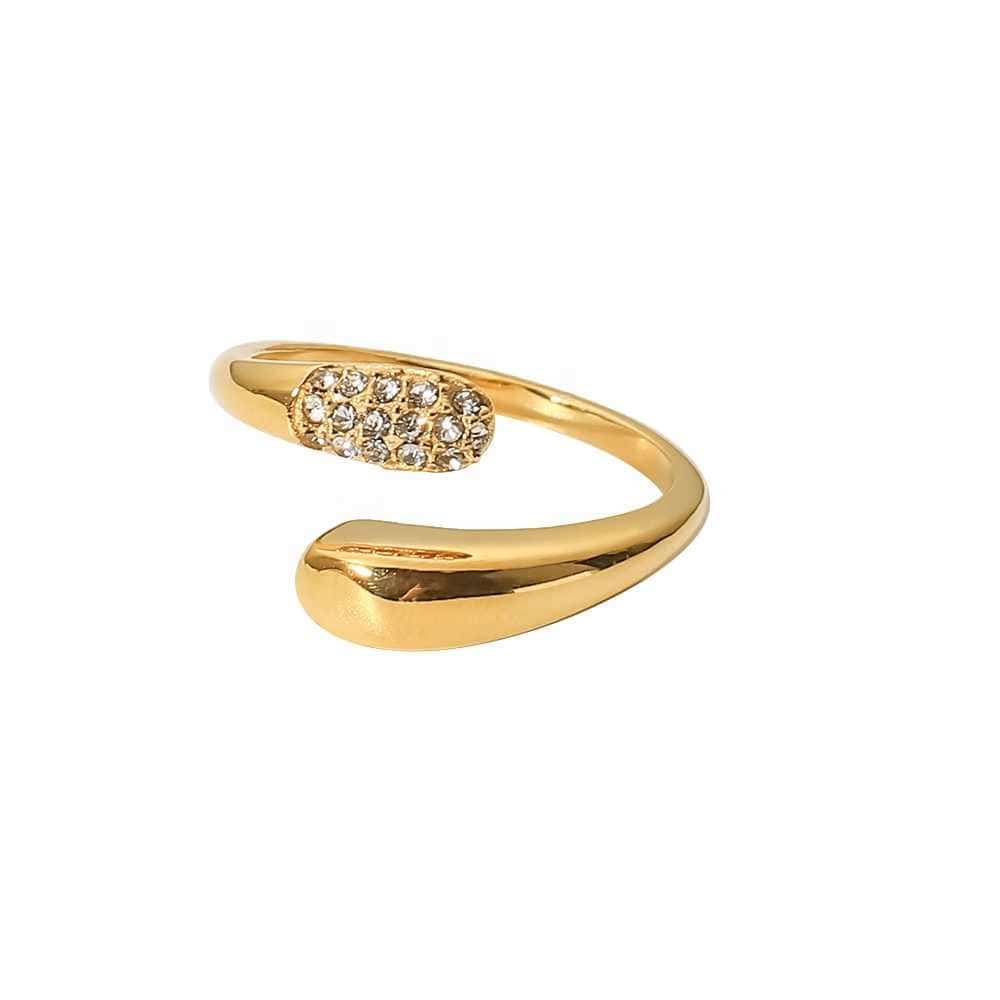 Modern Zircon Adjustable Ring | 18K PVD Gold Plated - For Women | Includes: Ring