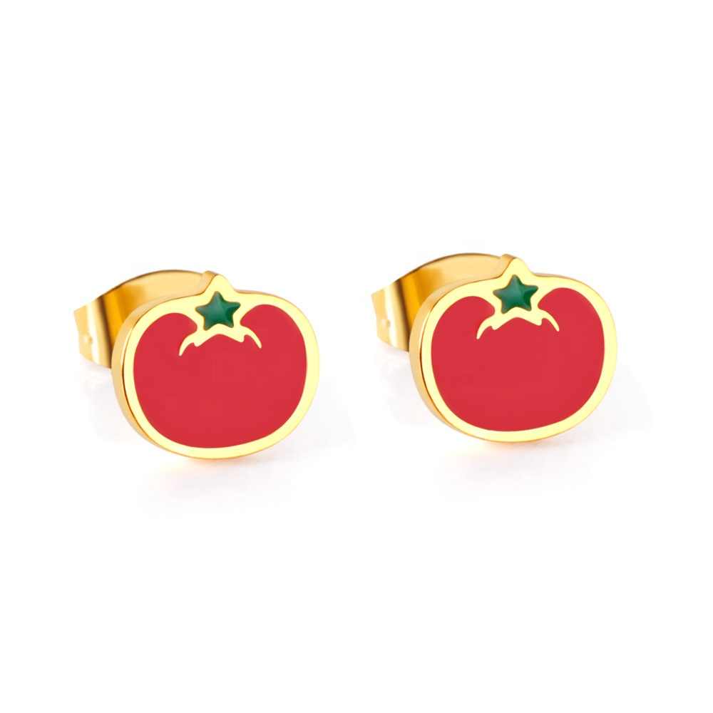 Quirky Tomato Earrings | 18K PVD Gold Plated - For Women | Includes: Earrings