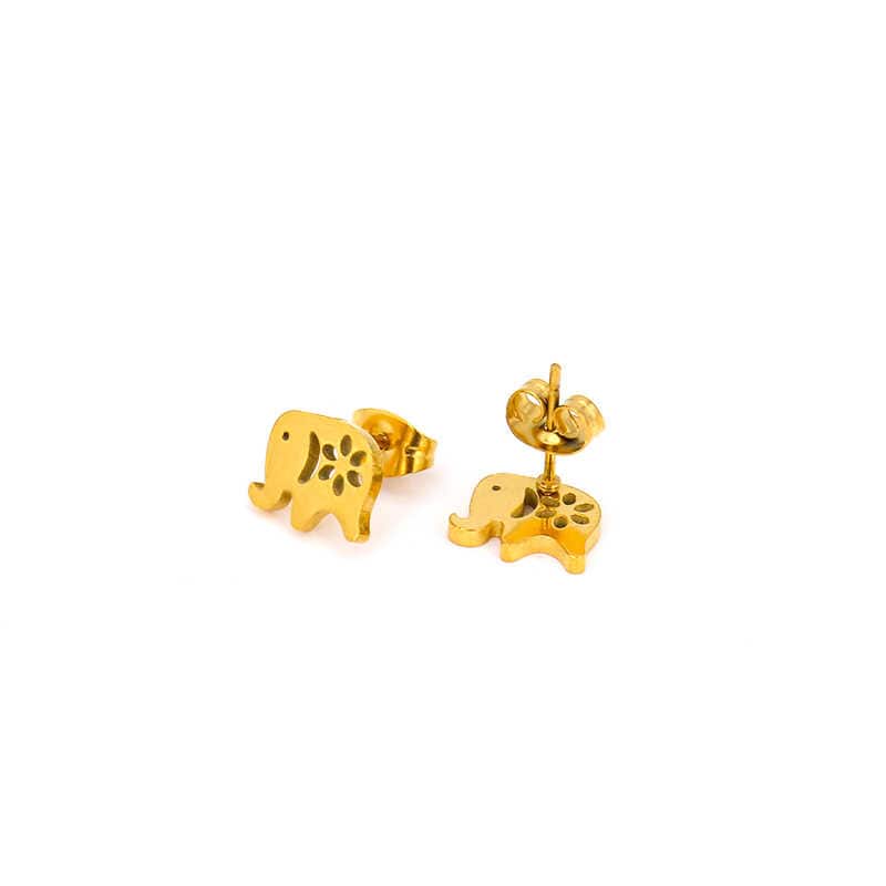 Cute Baby Elephant Earrings | 18K PVD Gold Plated - For Women | Includes: Earrings