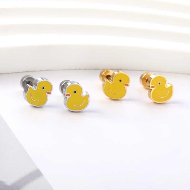 Playful Duck Earrings | 18K PVD Gold Plated - For Women | Includes: Earrings