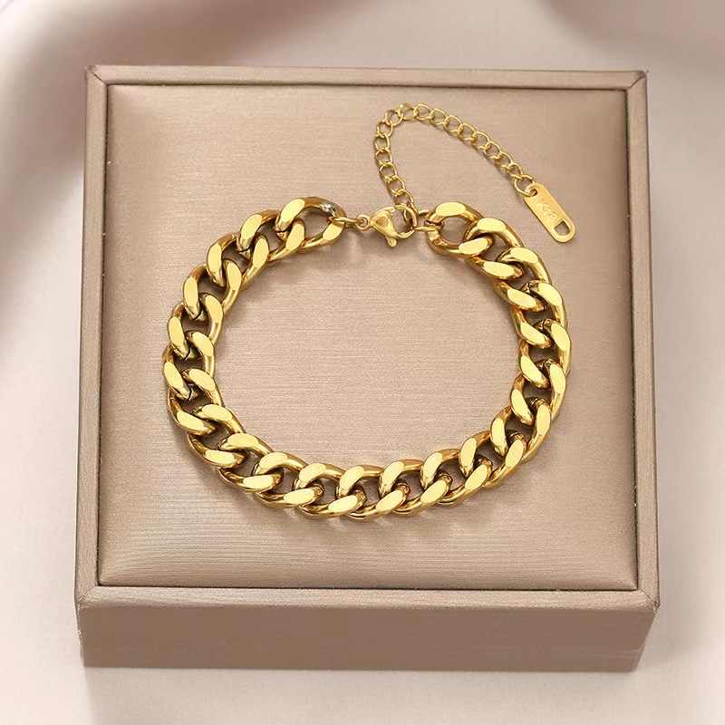 Minimal Design Link Chain Bracelet | 18k PVD Gold Plated - For Men | Includes: Bracelet