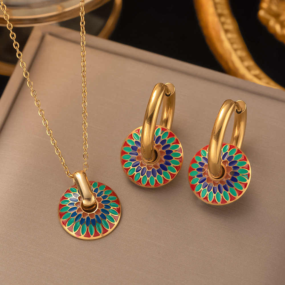 Boho Daisy Set | PVD 18K Gold Plated, Waterproof & Anti-tarnish - For Women | Includes: Necklace, Earrings