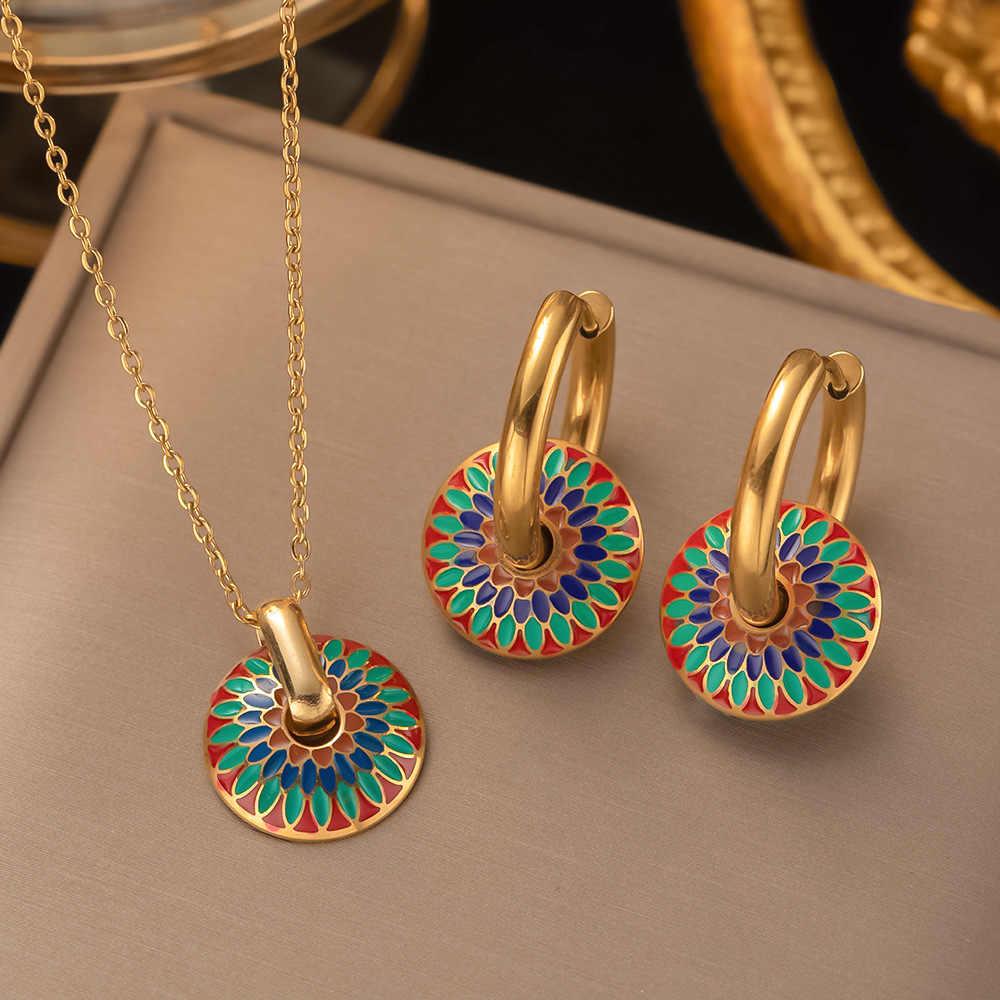 Boho Daisy Set | PVD 18K Gold Plated, Waterproof & Anti-tarnish - For Women | Includes: Necklace, Earrings