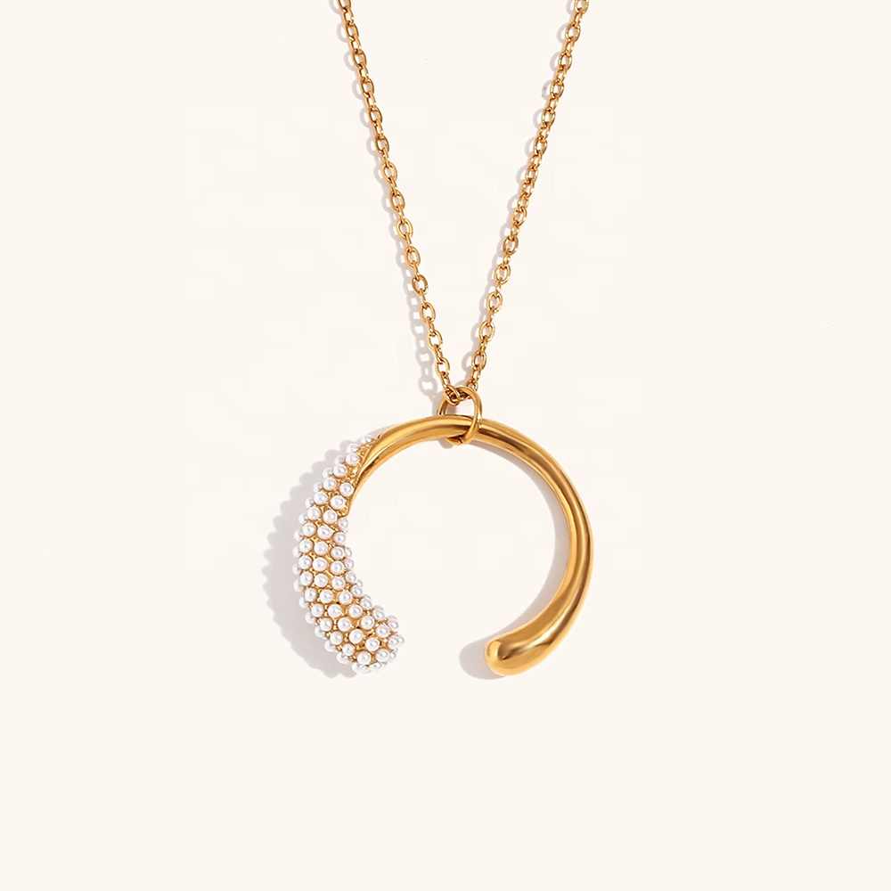 Chic Semi Round Necklace | 18K PVD Gold Plated - For Women | Includes: Necklace