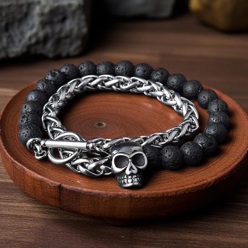 Tribal Design Strength Bracelet | Lava Stones - For Men | Includes: Bracelet