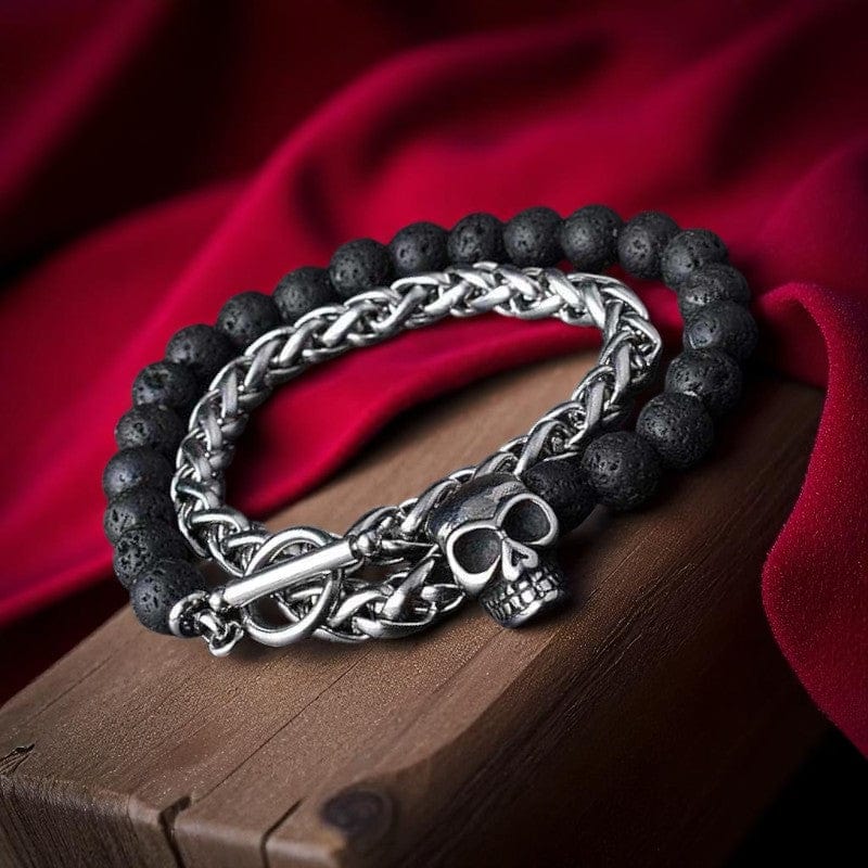 Tribal Design Strength Bracelet | Lava Stones - For Men | Includes: Bracelet