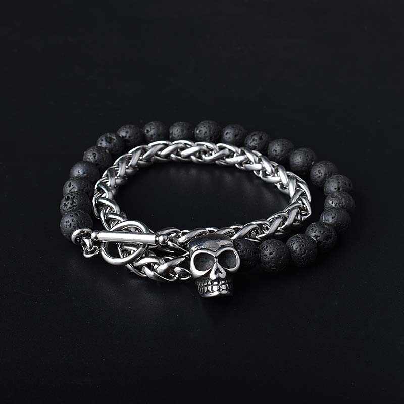 Tribal Design Strength Bracelet | Lava Stones - For Men | Includes: Bracelet