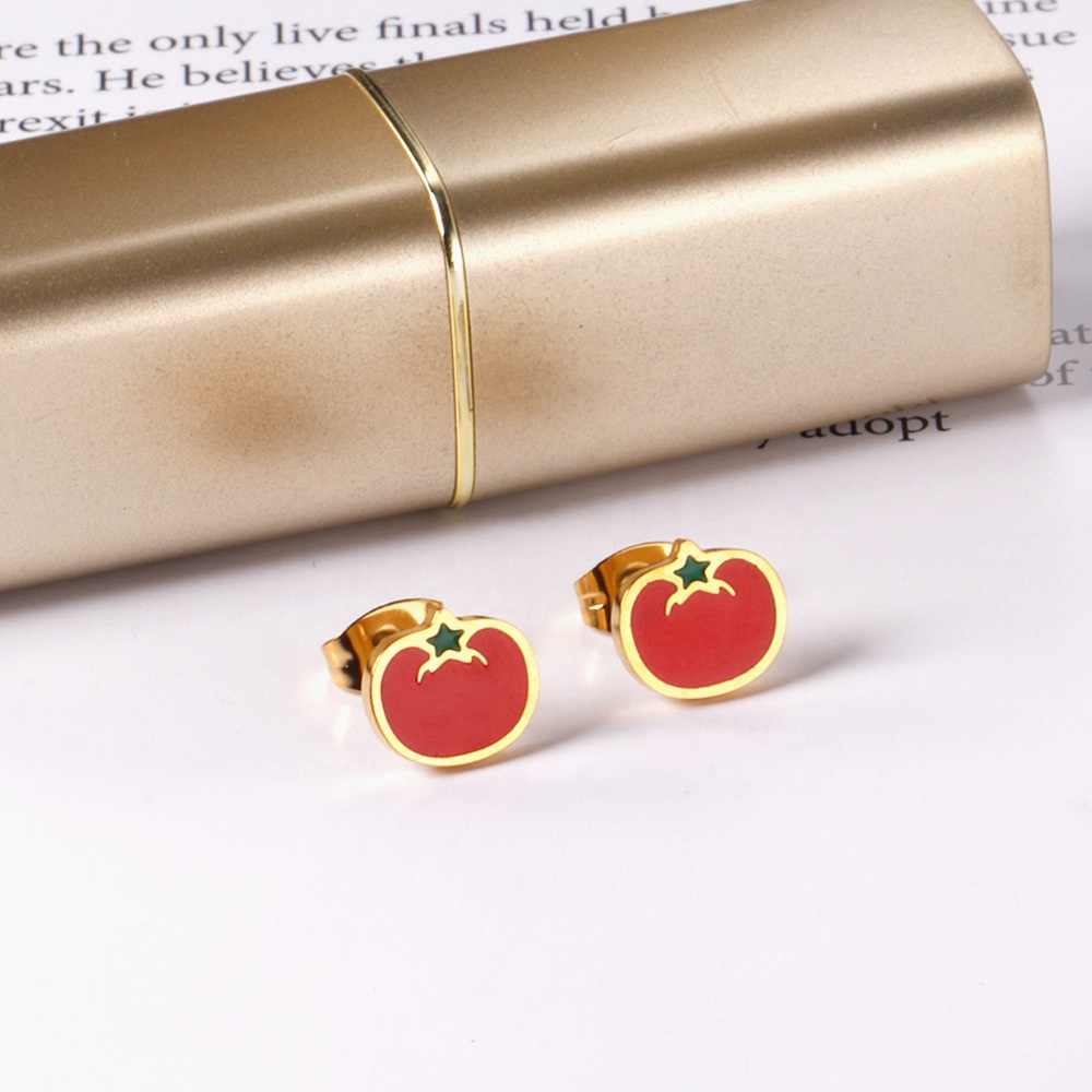 Quirky Tomato Earrings | 18K PVD Gold Plated - For Women | Includes: Earrings