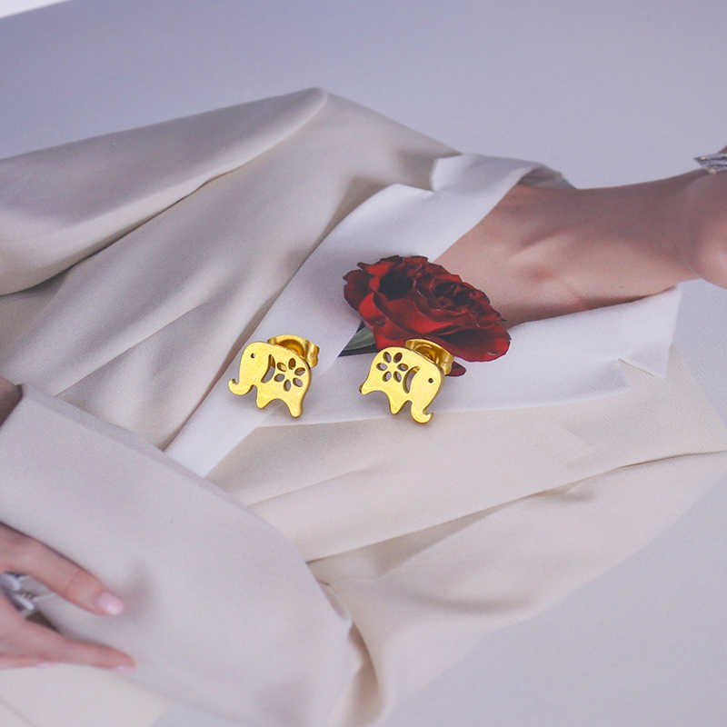 Cute Baby Elephant Earrings | 18K PVD Gold Plated - For Women | Includes: Earrings