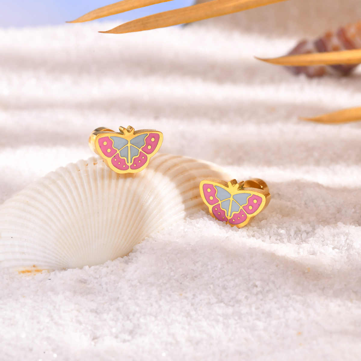 Delicate Butterfly Earrings | 18K PVD Gold Plated - For Women | Includes: Earrings