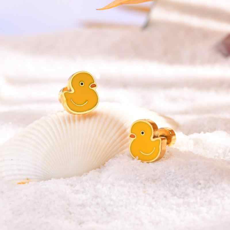 Playful Duck Earrings | 18K PVD Gold Plated - For Women | Includes: Earrings