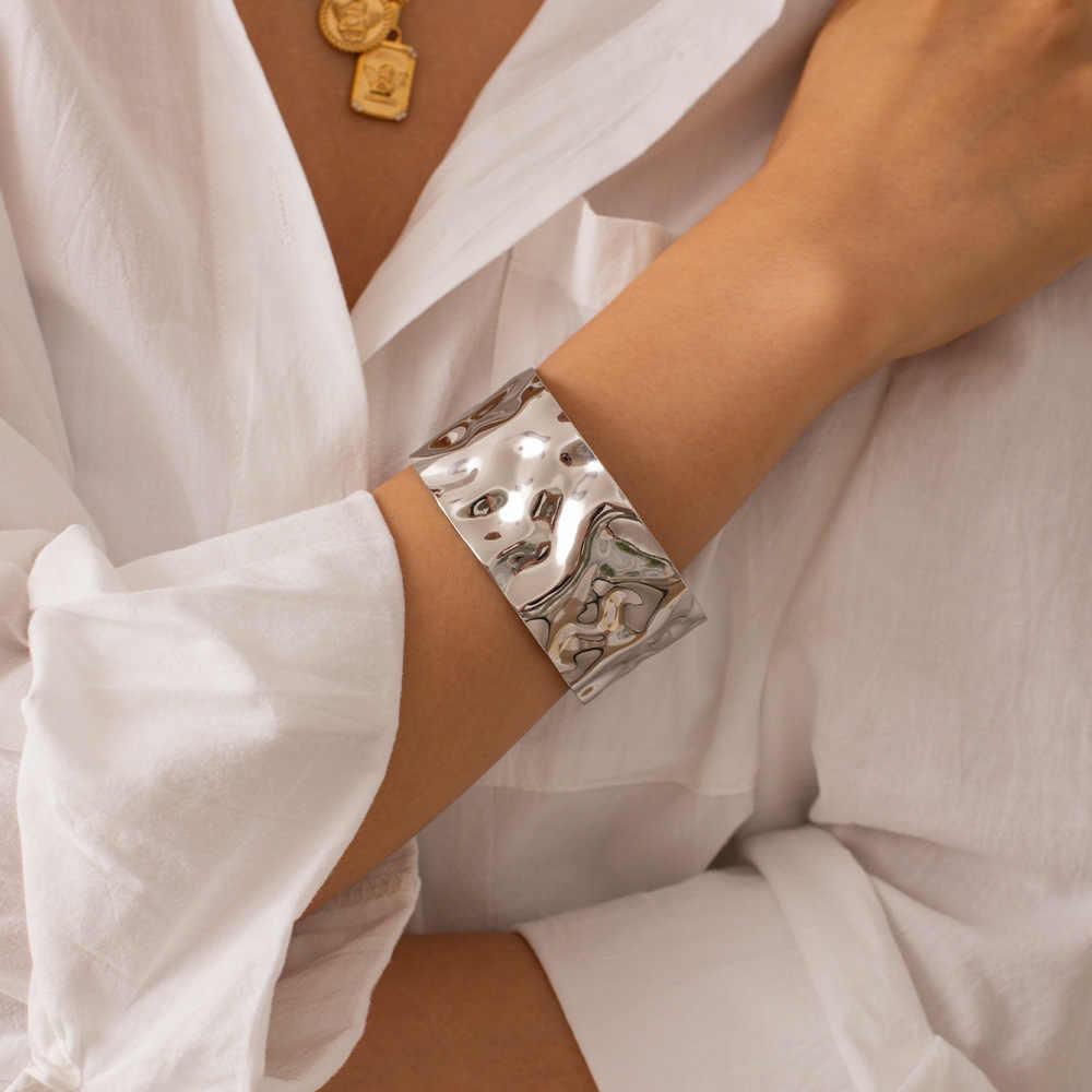 Hammered Cuff Bracelet | Silver PVD Plated - For Women | Includes: Bracelet