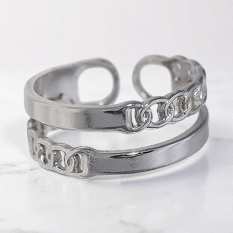 Elegant Duo Rings | PVD Silver Plated - For Women | Includes: Rings (Set of 2)