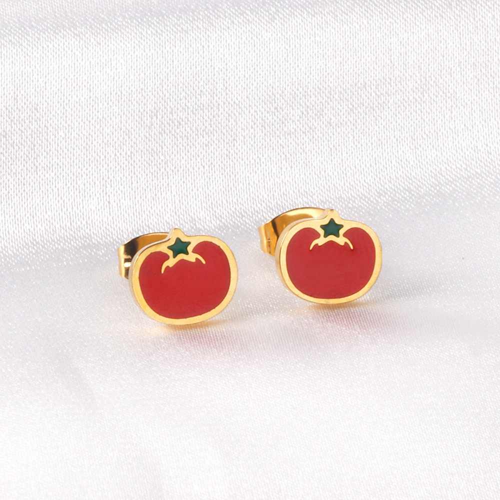 Quirky Tomato Earrings | 18K PVD Gold Plated - For Women | Includes: Earrings