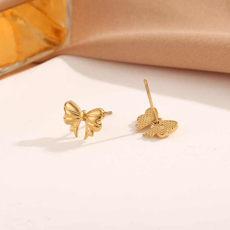 Elegant Bow Earrings | 18K PVD Gold Plated - For Women | Includes: Earrings