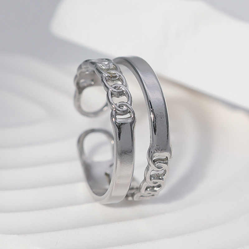 Elegant Duo Rings | PVD Silver Plated - For Women | Includes: Rings (Set of 2)