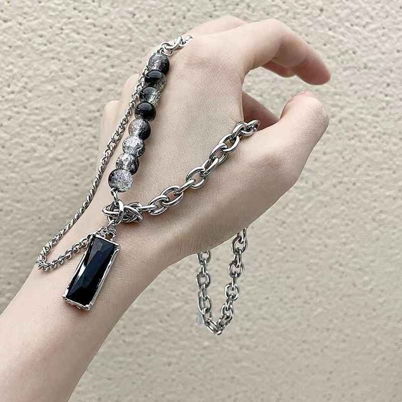 Obsidian Rectangular Pendant Necklace | Stainless Steel- For Men | Includes: Necklace