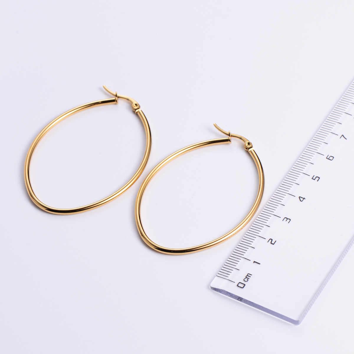GeoGlow Hoop Earrings | PVD 18K Gold Plated, Stainless Steel, Water Proof - For Women | Includes: Earrings