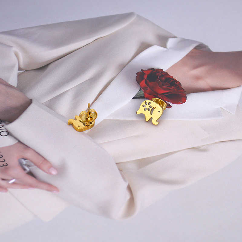 Cute Baby Elephant Earrings | 18K PVD Gold Plated - For Women | Includes: Earrings