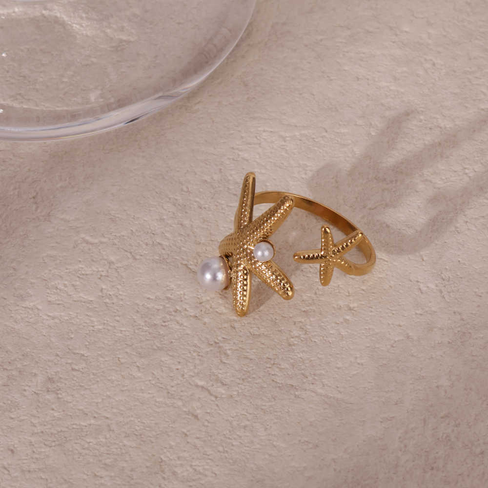 Starfish Statement Ring | 18k Gold PVD Plated& Pearl - For Women | Includes: Ring