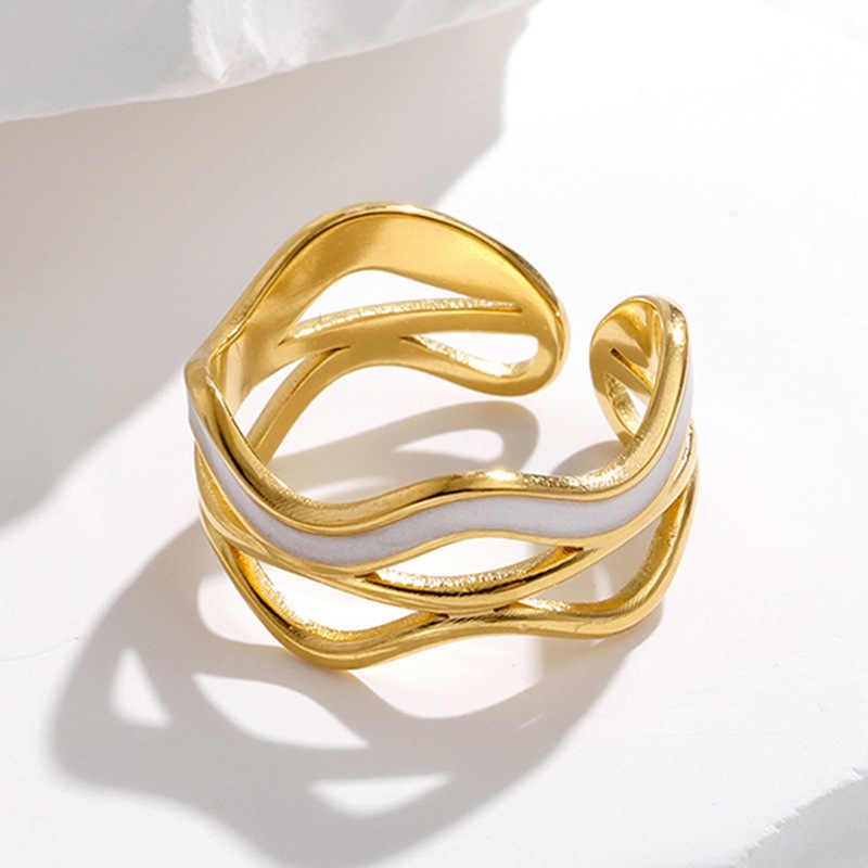 Wavy Statement Ring | PVD 18K Gold Plated, Stainless Steel, Water Proof - For Women | Includes: Ring